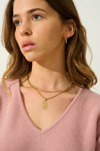 Chelsea V-Neck 4-Ply Jumper - Rose Wood - 100% 4-Ply Cashmere - Women
