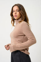 Jersey Cuello Vuelto 4 Hilos - Linda - Camel Jaspeado
