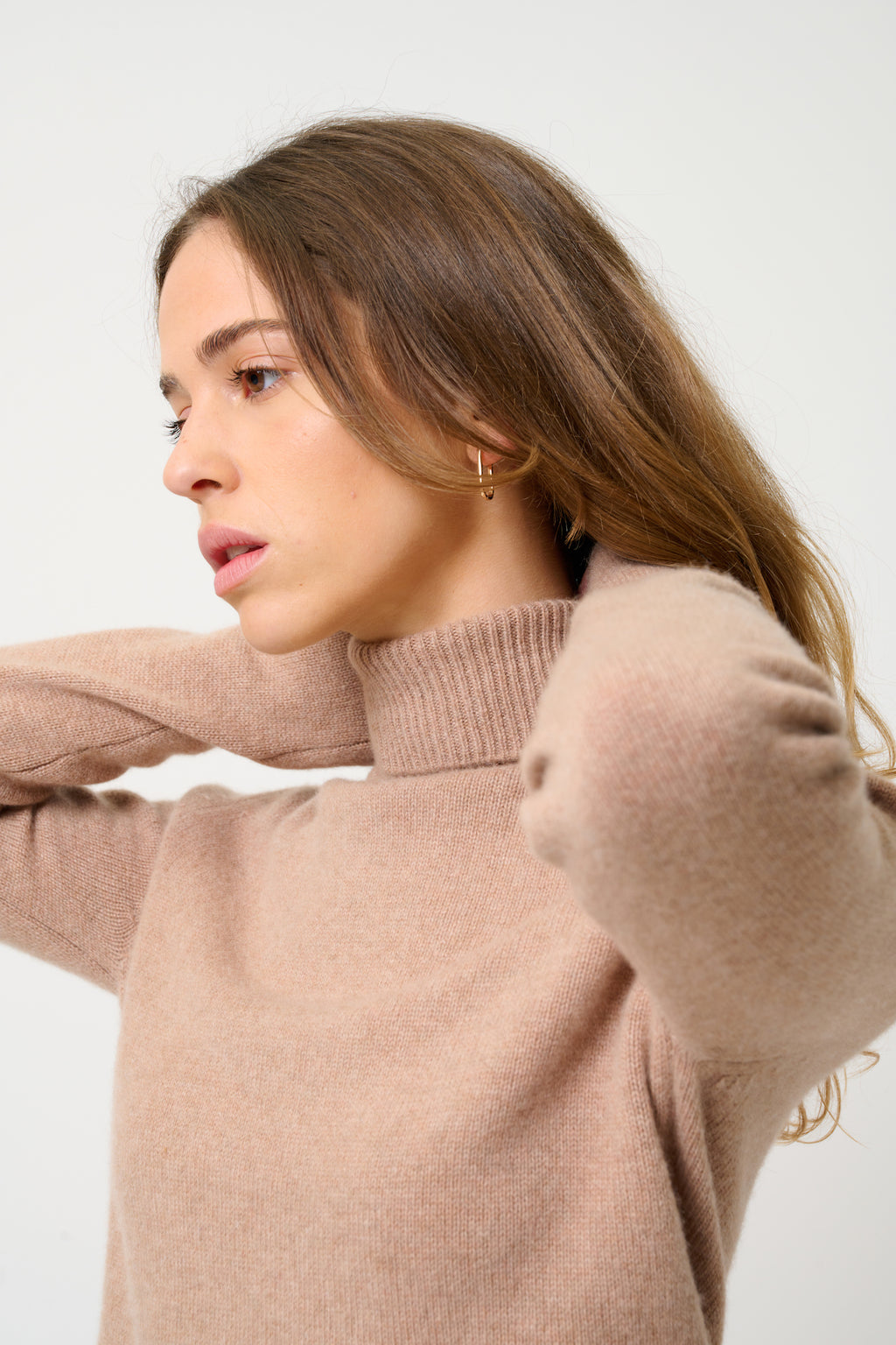 Jersey Cuello Vuelto 4 Hilos - Linda - Camel Jaspeado