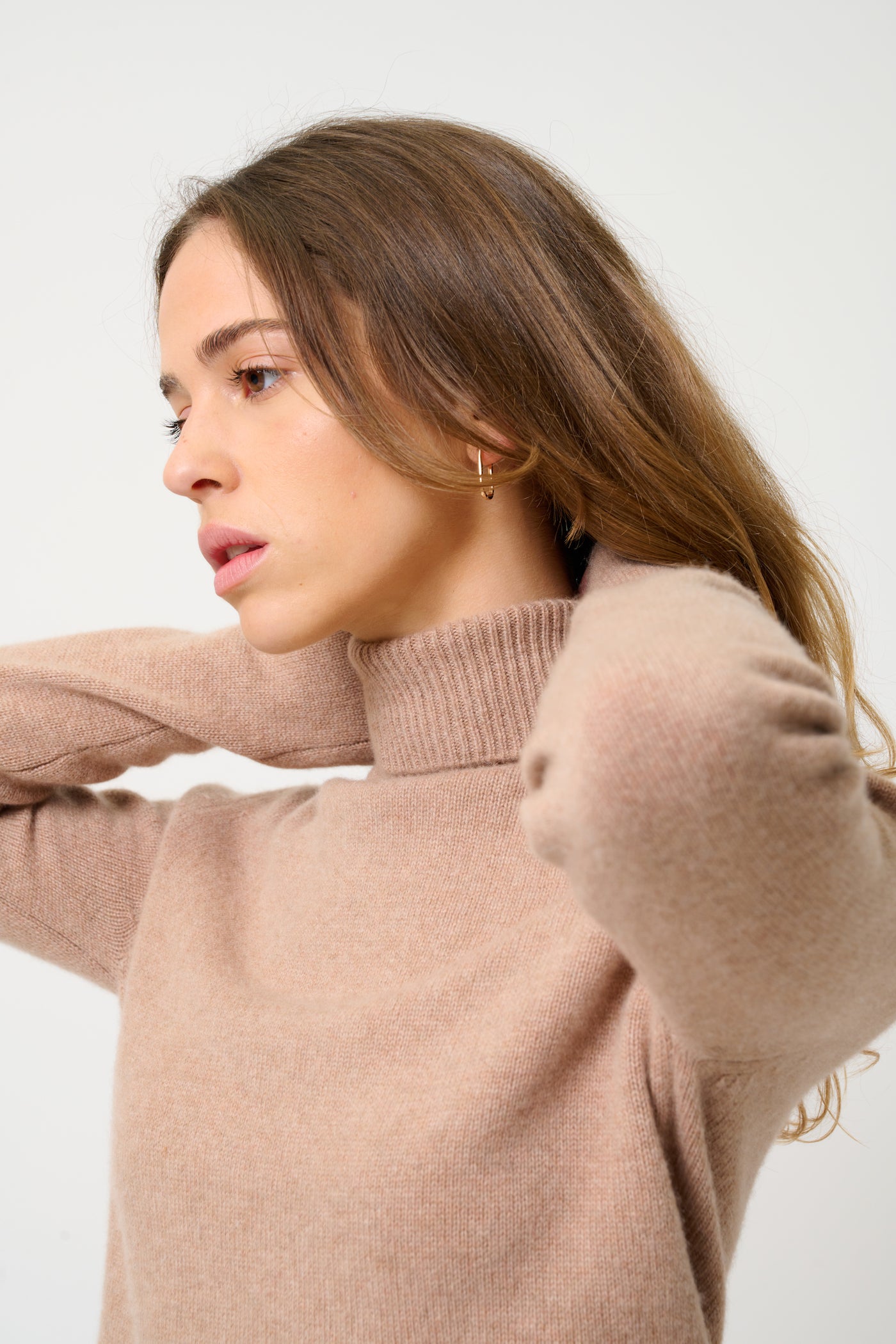 Jersey Cuello Vuelto 4 Hilos - Linda - Camel Jaspeado