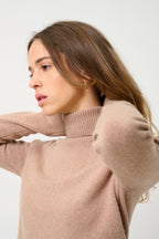 Jersey Cuello Vuelto 4 Hilos - Linda - Camel Jaspeado
