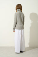 Suéter de cuello alto de 4 capas - Linda - Cloud Heather