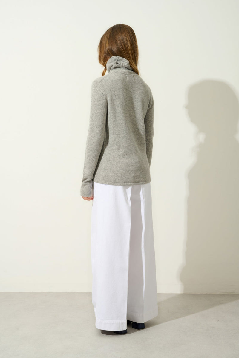 Suéter de cuello alto de 4 capas - Linda - Cloud Heather