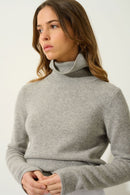 Suéter de cuello alto de 4 capas - Linda - Cloud Heather