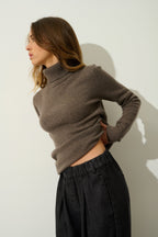 Pull Col Roulé 4 Fils - Linda - Marron