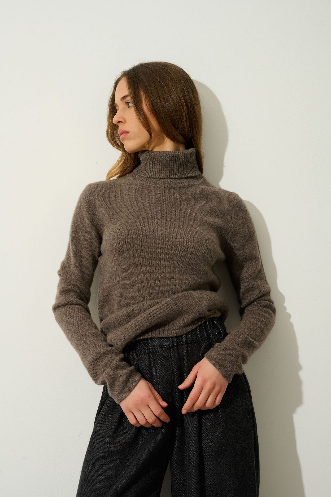 Pull Col Roulé 4 Fils - Linda - Marron