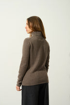 4-Ply Roll-Neck Jumper - Linda - Brown
