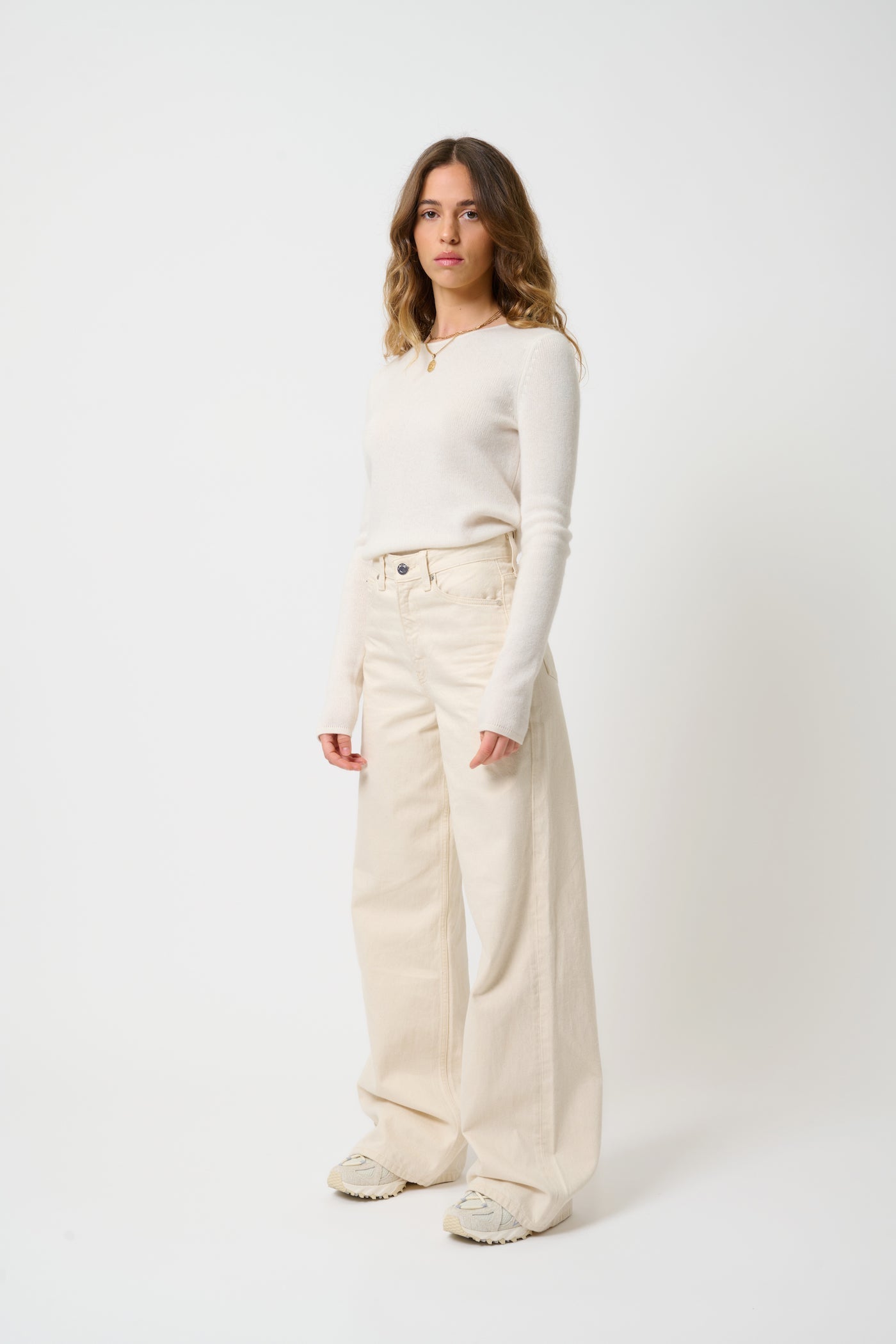 Pull Col Rond 4 Fils - Ivy - Beige