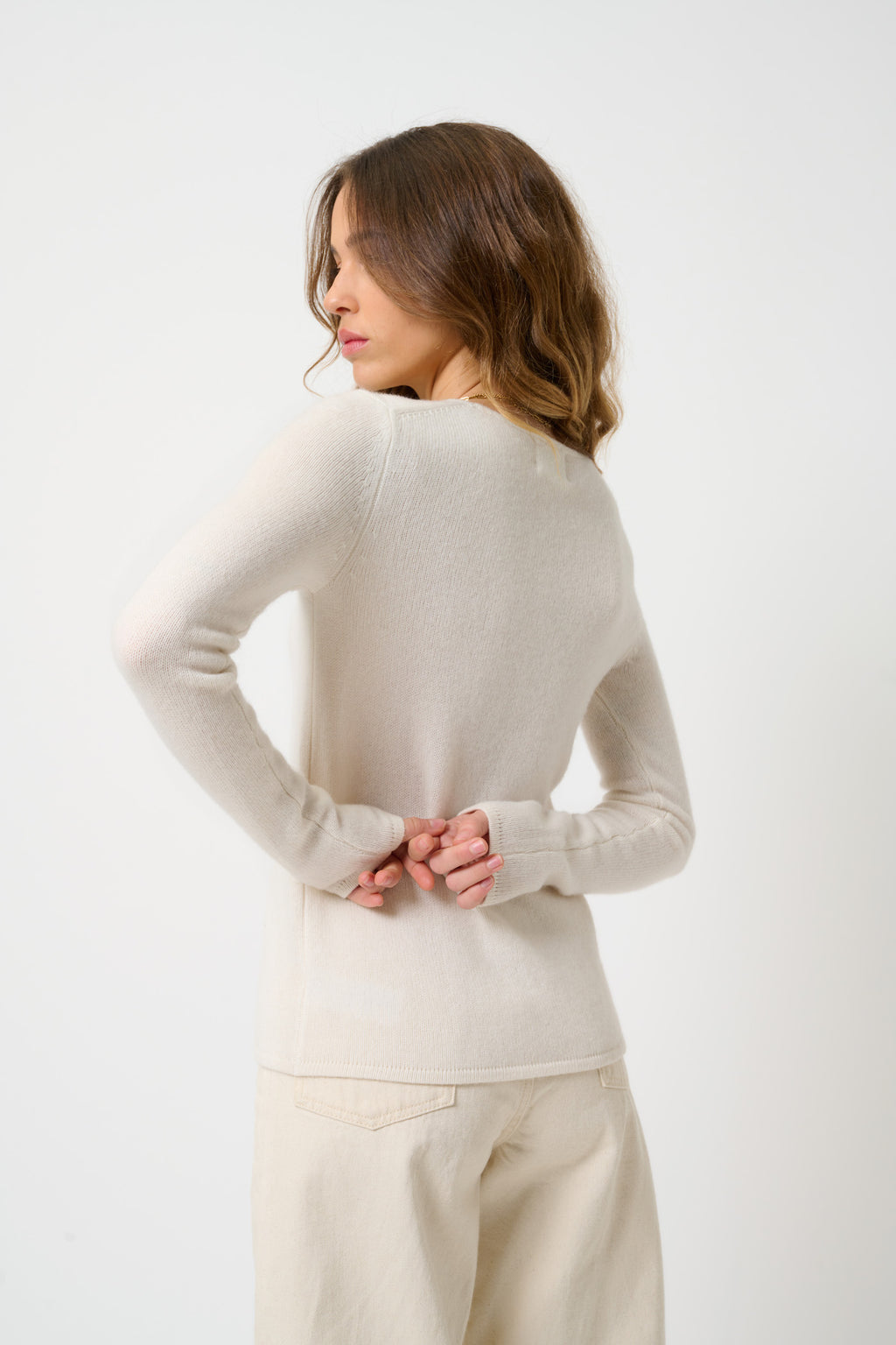 Crew-Neck Jumper 4-Ply - Ivy - Beige