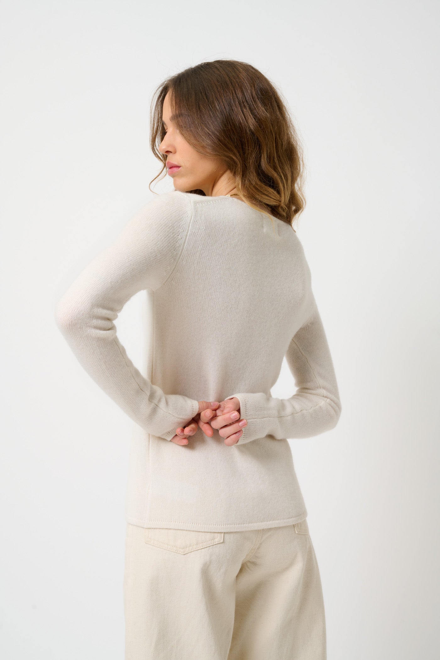 Pull Col Rond 4 Fils - Ivy - Beige