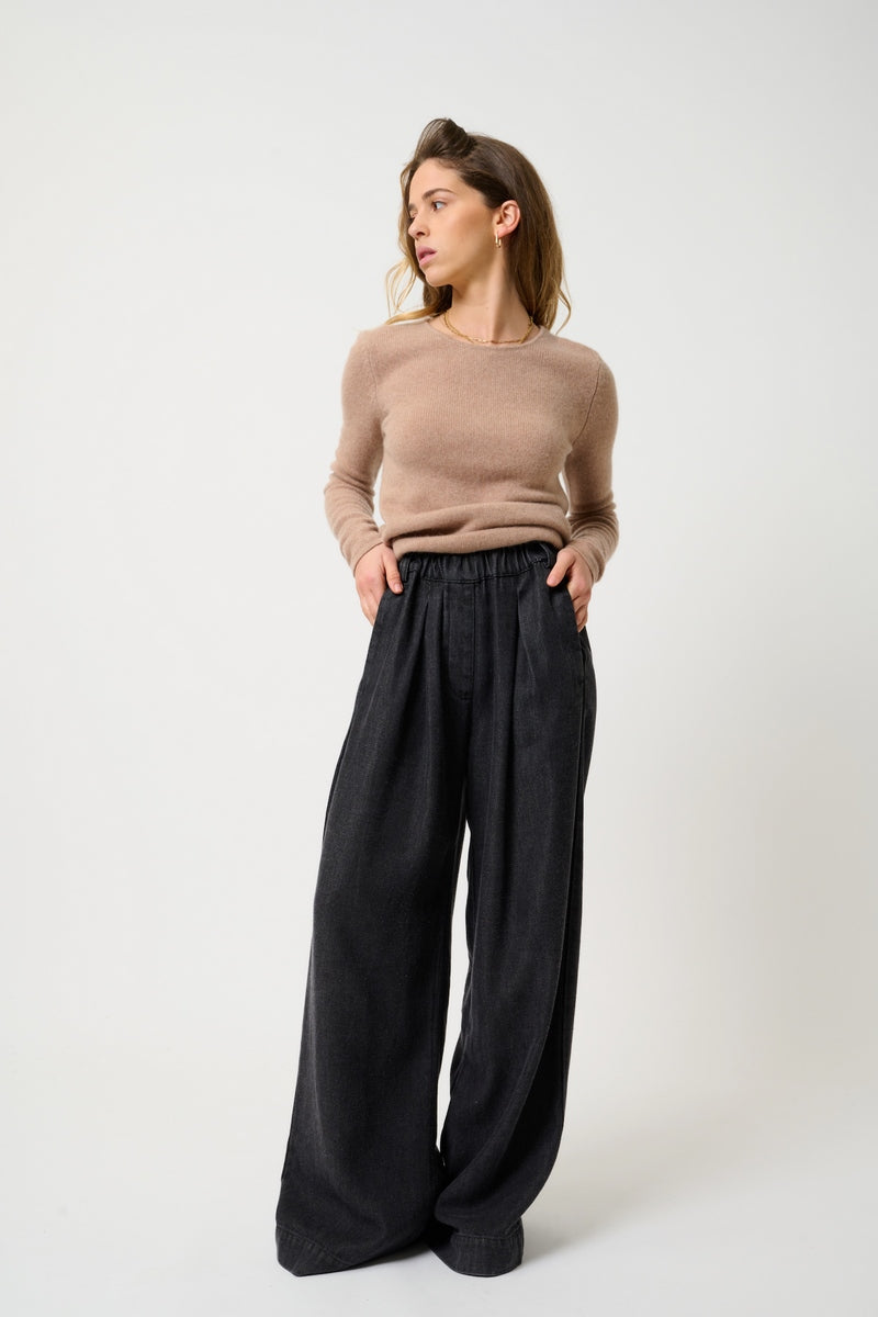 Pull Col Rond 4 Fils - Ivy - Camel Chiné