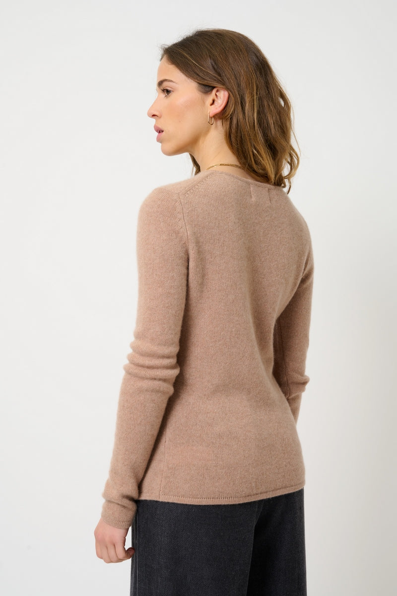 Pull Col Rond 4 Fils Ivy - Camel Chiné - 100% Cachemire 4 Fils - Femme