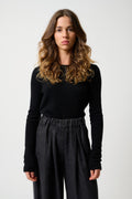 Round-Neck 4-Ply Jumper - Ivy - Black