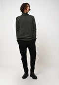 4-Ply Roll-Neck Jumper - Martin - Heathered Khaki