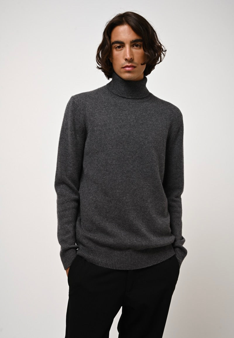 4-Ply Roll Neck Jumper - Martin - Marl Anthracite