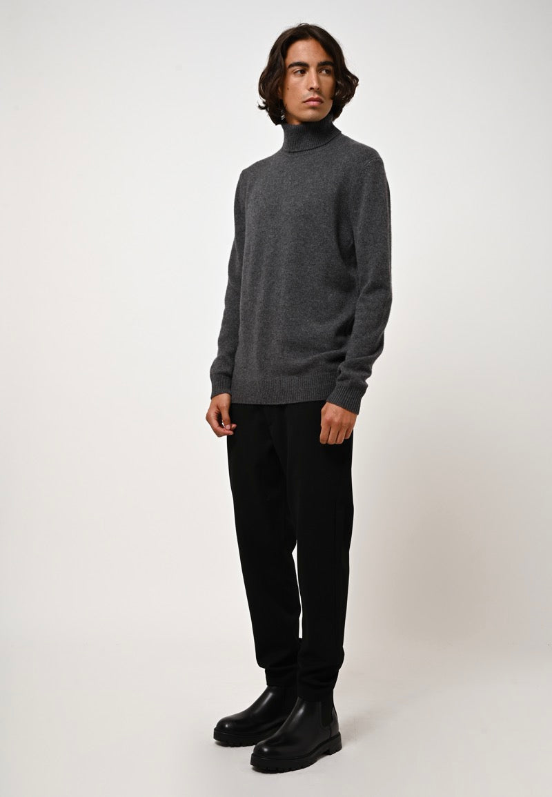 4-Ply Roll Neck Jumper - Martin - Marl Anthracite
