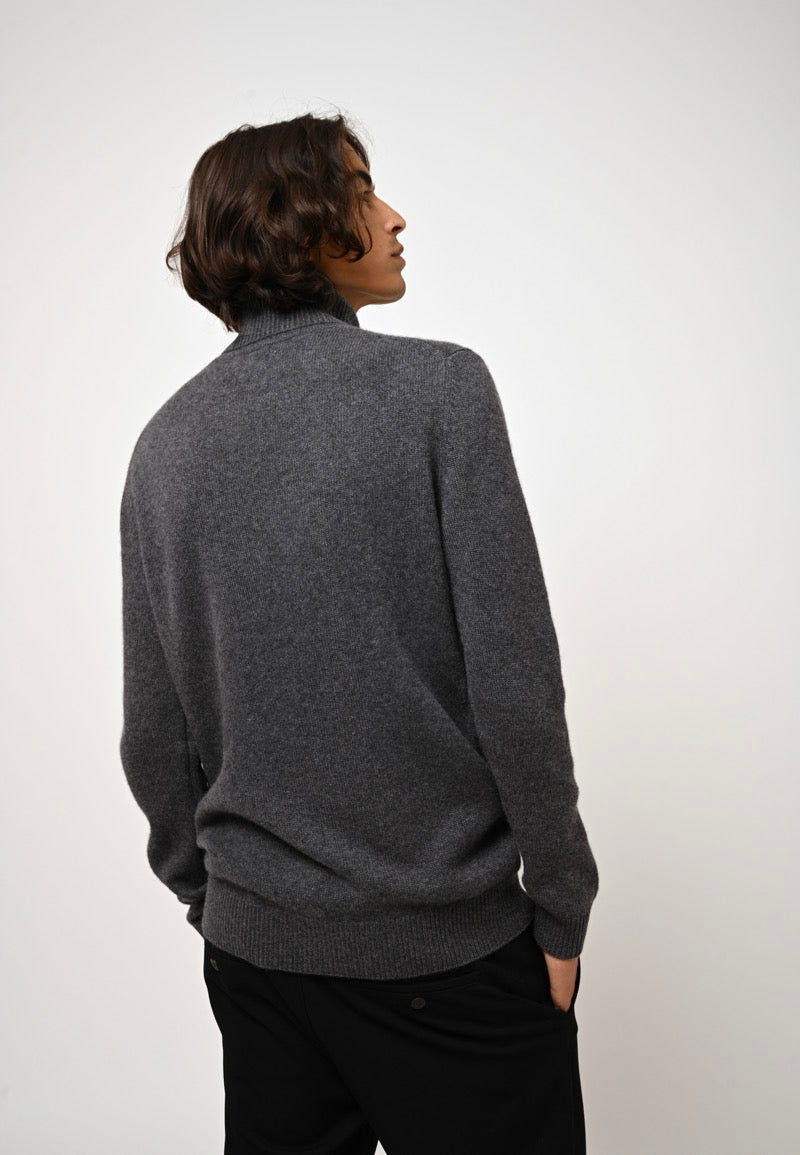 4-Ply Roll Neck Jumper - Martin - Marl Anthracite