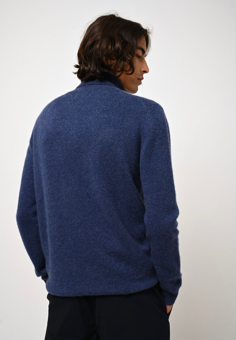 Pull Col Roulé Martin - Ocean Chiné - 100% Cachemire - 4 Fils - Homme