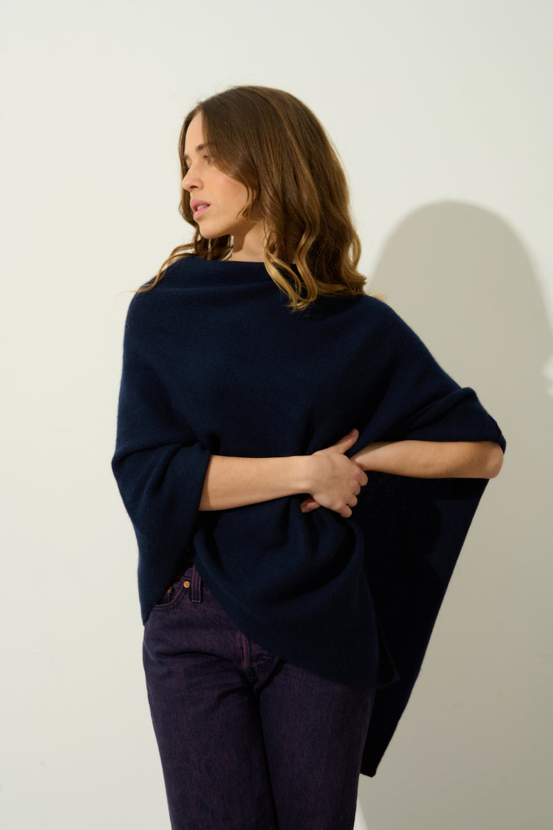 Poncho 4 Fils Meryl - Navy - 100% Cachemire 4 Fils - Femme