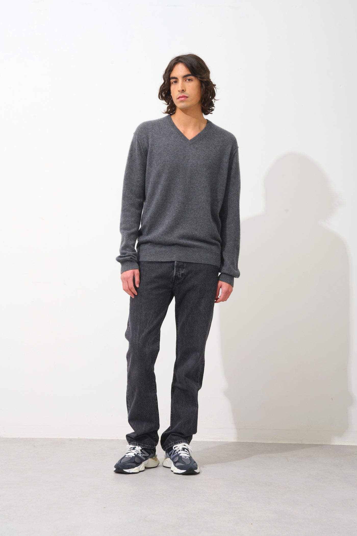 Pull Col V - Timeo - Anthracite Chiné