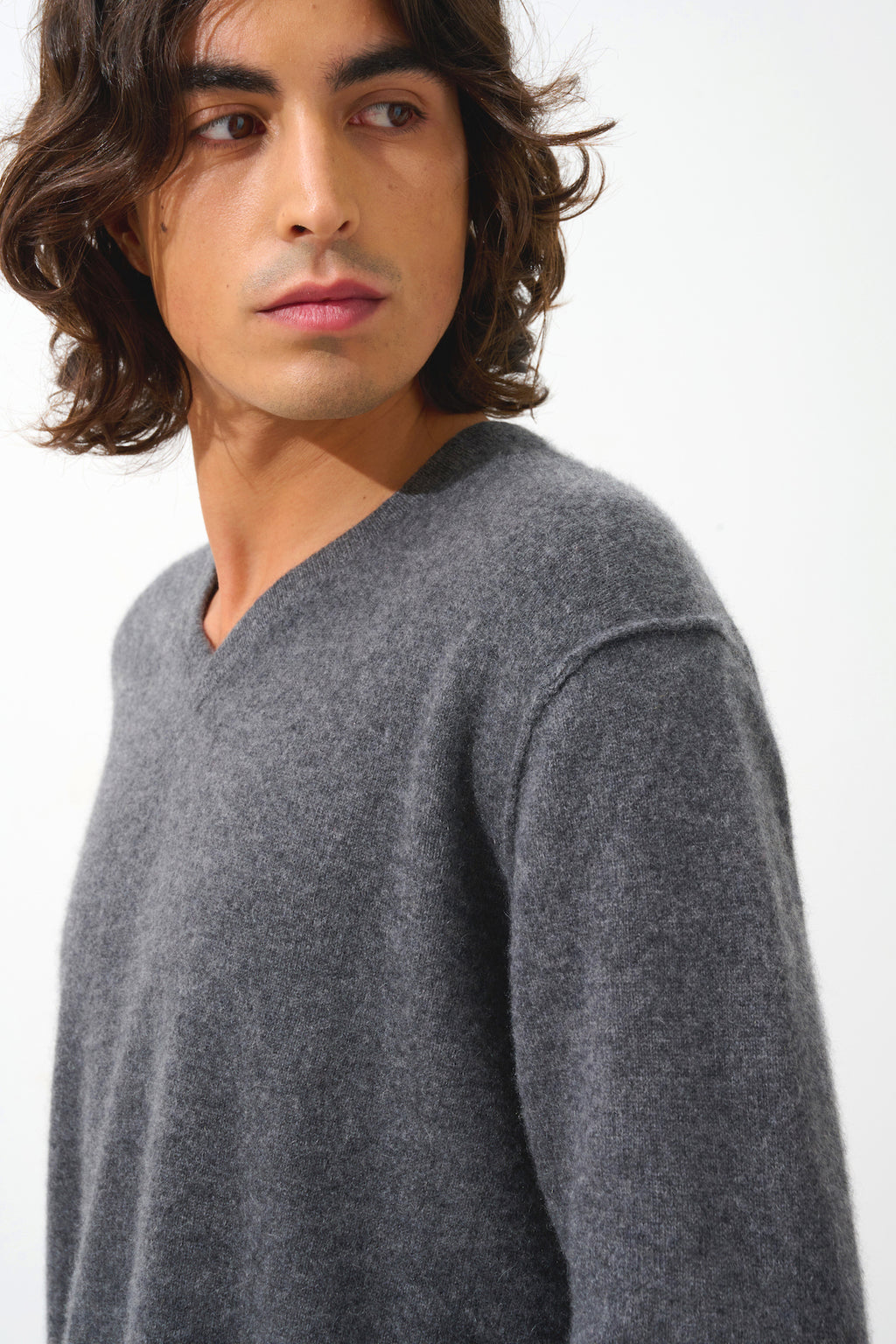 Pull Col V - Timeo - Anthracite Chiné