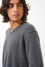 Pull Col V - Timeo - Anthracite Chiné