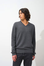 Pull Col V - Timeo - Anthracite Chiné