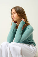 Pull Col V - Galise - Vert Chiné