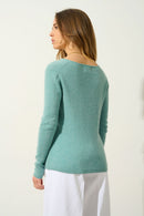 Pull Col V - Galise - Vert Chiné