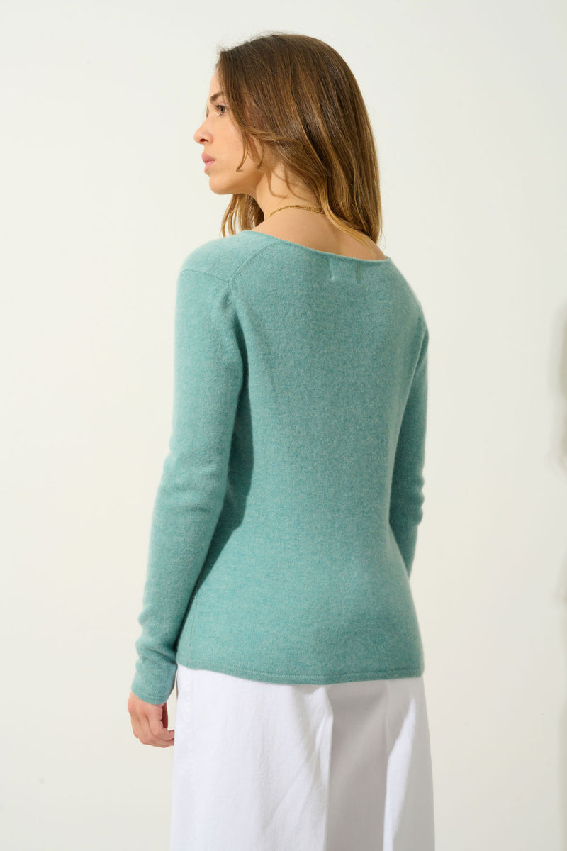 Pull Col V - Galise - Vert Chiné