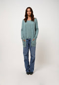 V-Neck Cardigan Cimet - Green Marl - 100% 2-Ply Cashmere