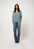 Cardigan Col V - Cimet - Vert Chiné