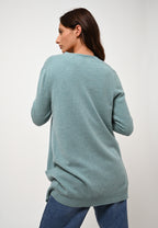 Cardigan Col V - Cimet - Vert Chiné