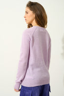 Pull Col Rond Etret - Mauve Chiné - 100% Cachemire 2 Fils - Femme