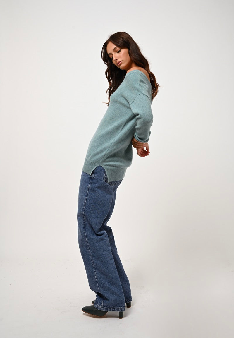 Round-Neck Jumper - Faraut - Green Marl