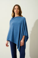 Poncho Carra - Bleu Denim - 100% Cachemire 2 Fils - Femme