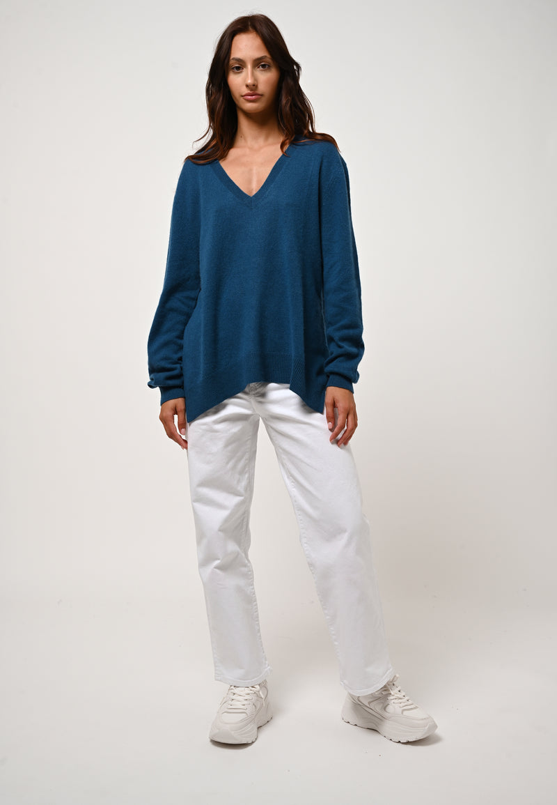 Pull Col V Devant Et Dos - Giegn - Paon