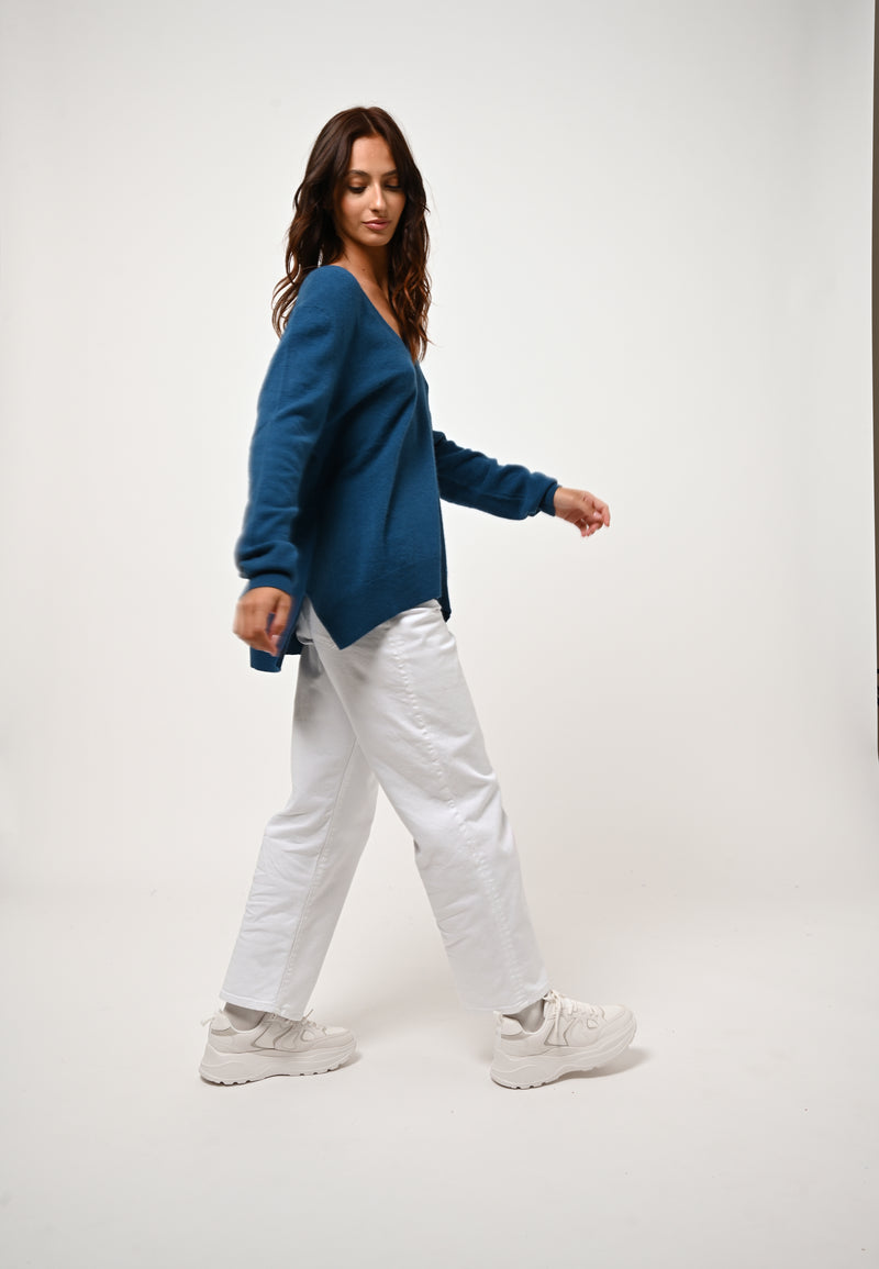 Pull Col V Devant Et Dos - Giegn - Paon