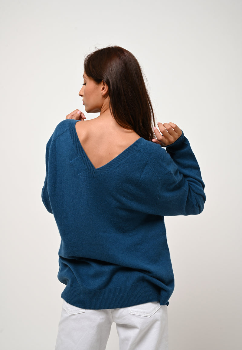 Pull Col V Devant Et Dos - Giegn - Paon