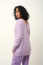 Front And Back V-Neck Jumper - Giegn - Mottled Mauve