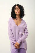 Front And Back V-Neck Jumper - Giegn - Mottled Mauve