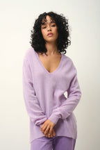 Front And Back V-Neck Jumper - Giegn - Mottled Mauve