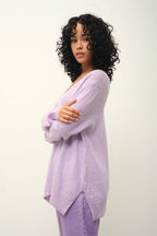 Front And Back V-Neck Jumper - Giegn - Mottled Mauve