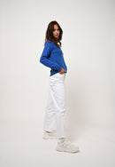 Pull Col V Giusalet - Bleu Électrique - 100% Cachemire 2 Fils