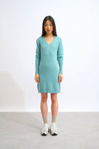 Vestido de cuello en V - Capelina - Verde jaspeado