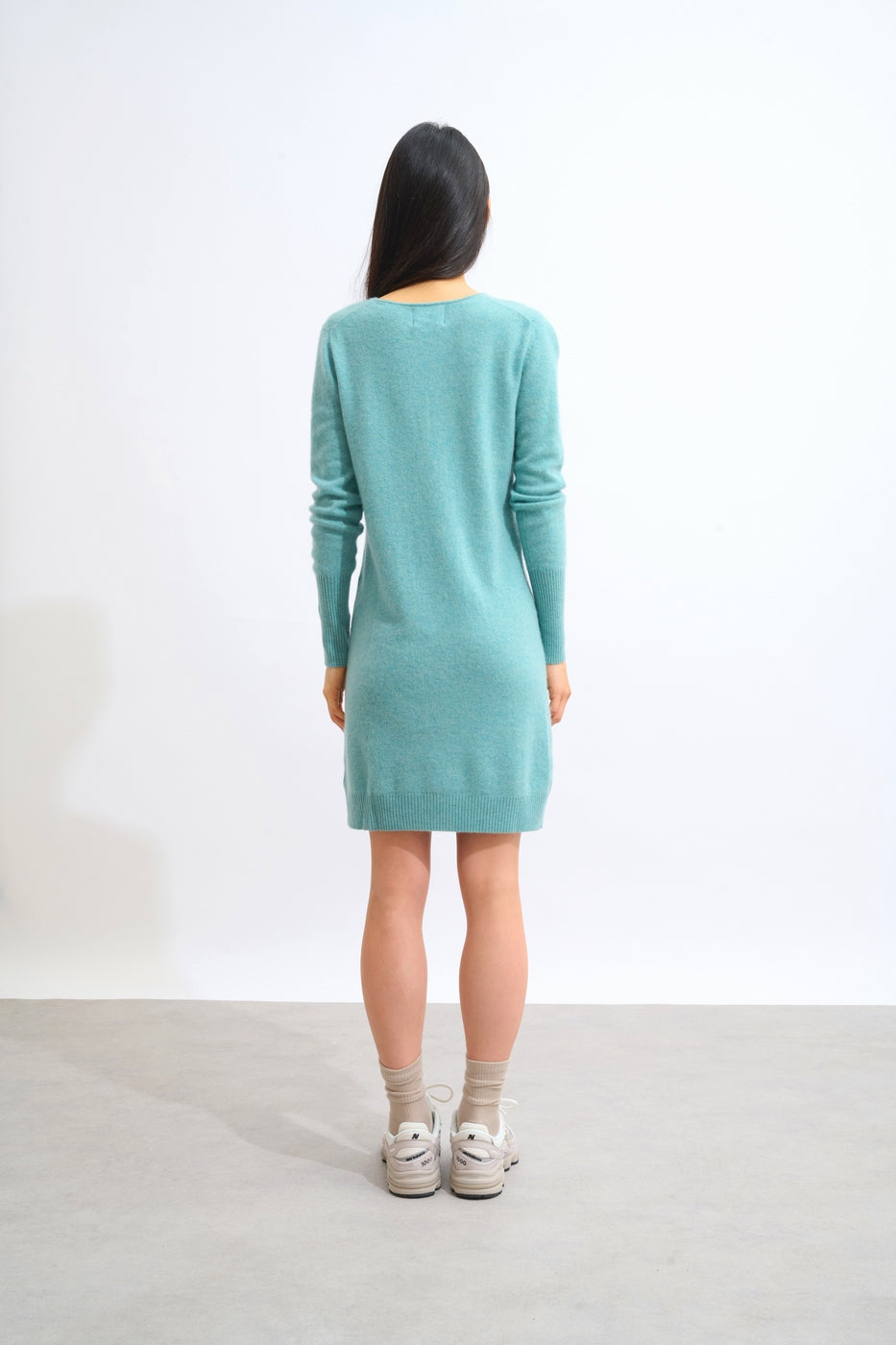 Vestido de cuello en V - Capelina - Verde jaspeado