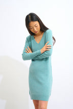 Vestido de cuello en V - Capelina - Verde jaspeado
