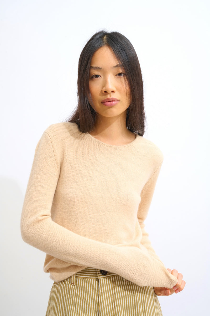 Pull Col Rond 4 Fils - Ivy - Beige