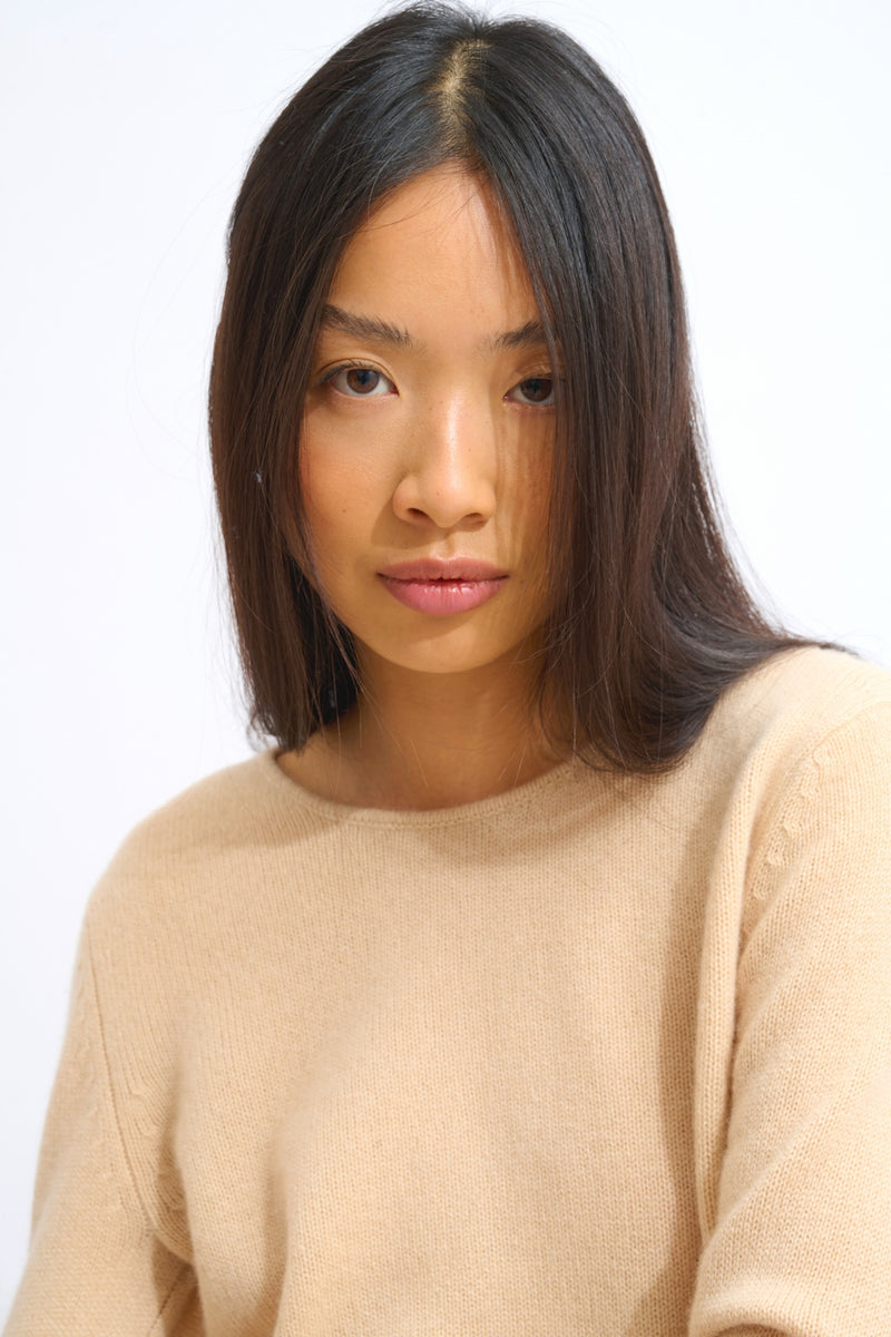 Pull Col Rond 4 Fils - Ivy - Beige