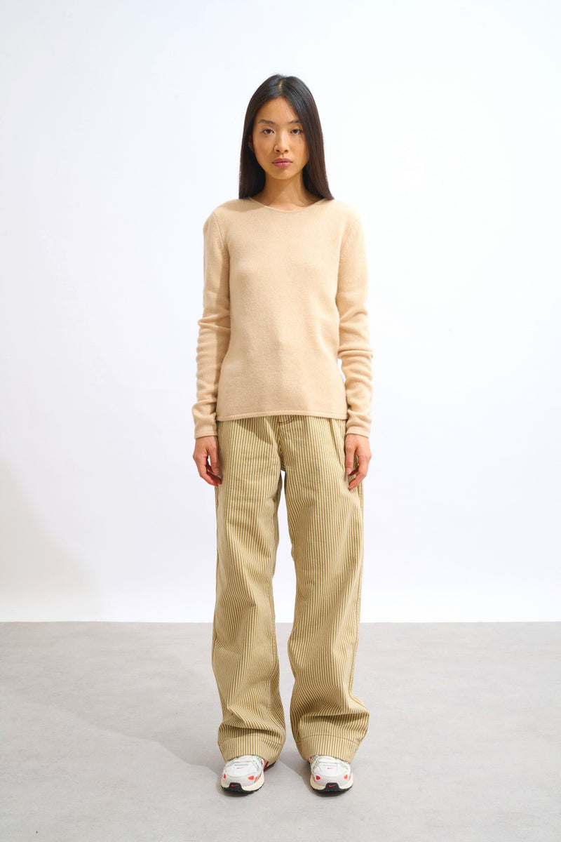 Pull Col Rond 4 Fils - Ivy - Beige